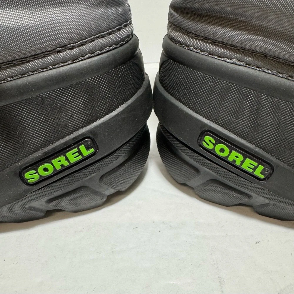 Sorel Flurry Grey Green Waterproof Felt Lined Lug Sole Snow Boots Big Boy Sz 5